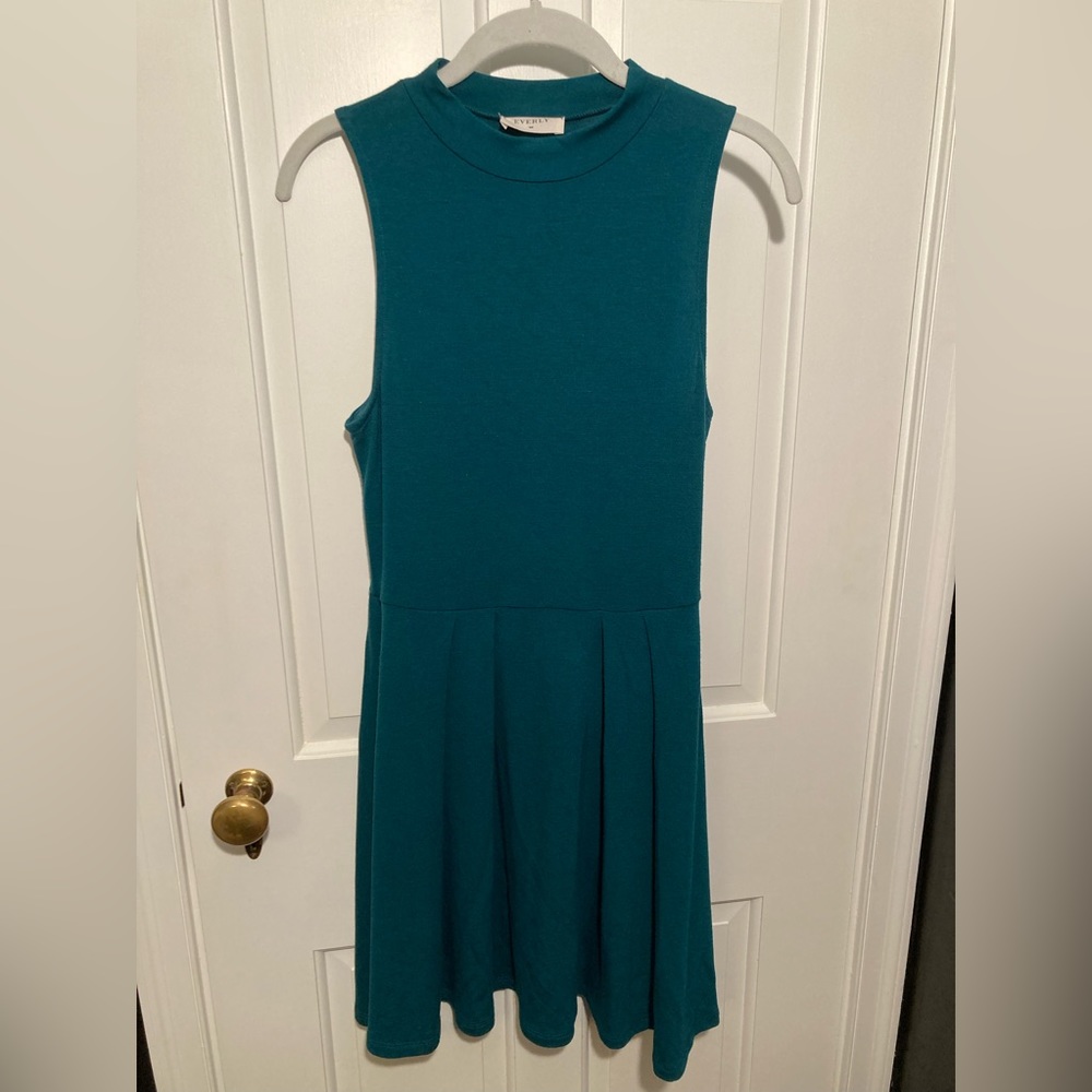 Everly ModCloth Teal Sleeveless Mock Turtleneck Dress Women’s Medium